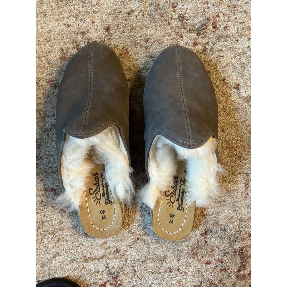 Sabah Ashmore Grey Shearling Baba Mule Shoe Size 8.5 Slip On